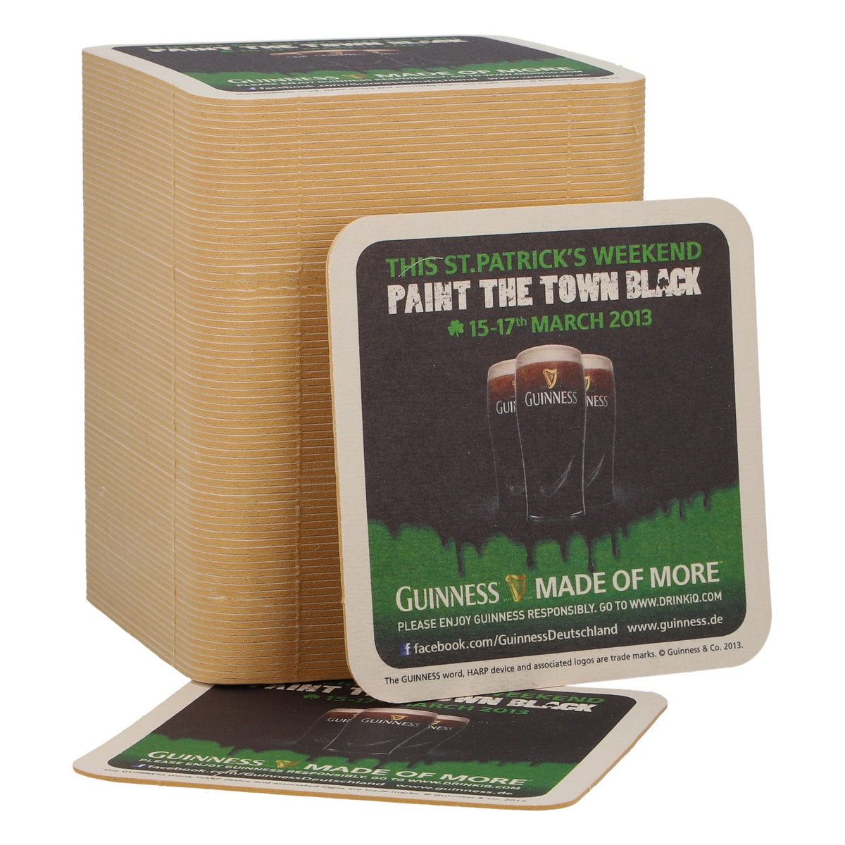 125x Guinness Bierdeckel March 2013 Paint the Town Black Grüne Akzente