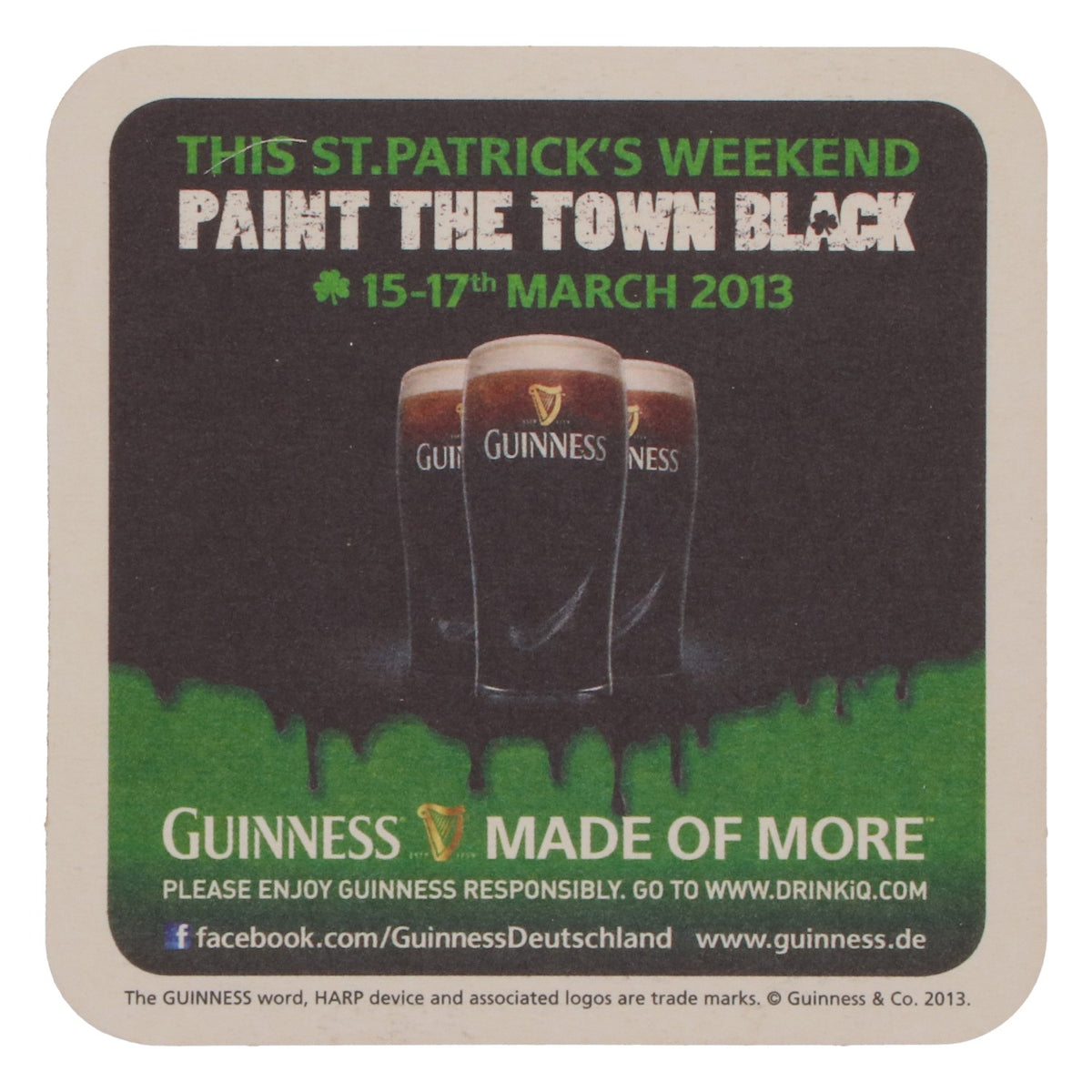 125x Guinness Bierdeckel March 2013 Paint the Town Black Grüne Akzente – Ansicht 3