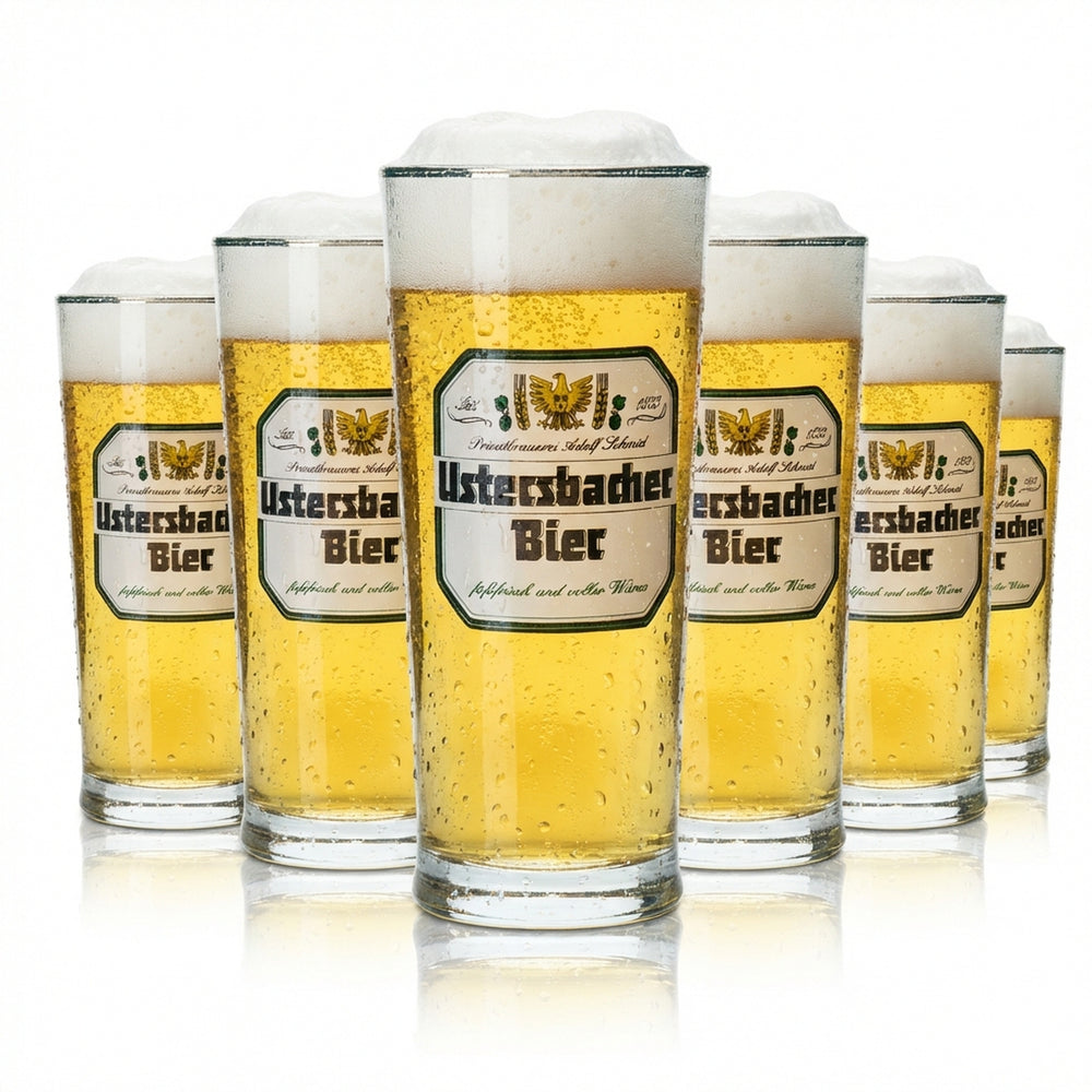 12x Adolf Schmid Bier Glas 0,25l Becher Ustersbacher Sahm Willi Gläser Brauerei