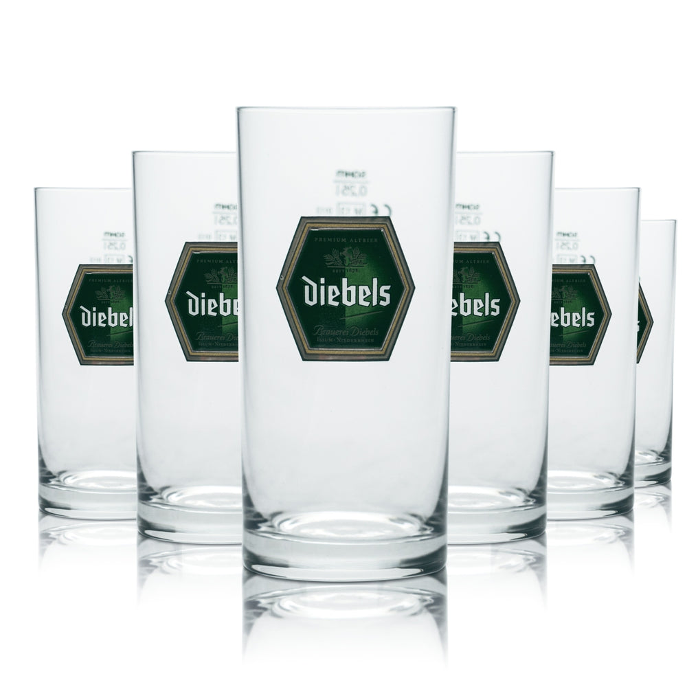 12x Diebels Glas 0,25l Alt Bier Becher Stange Gläser Brauerei Gastro Geeicht