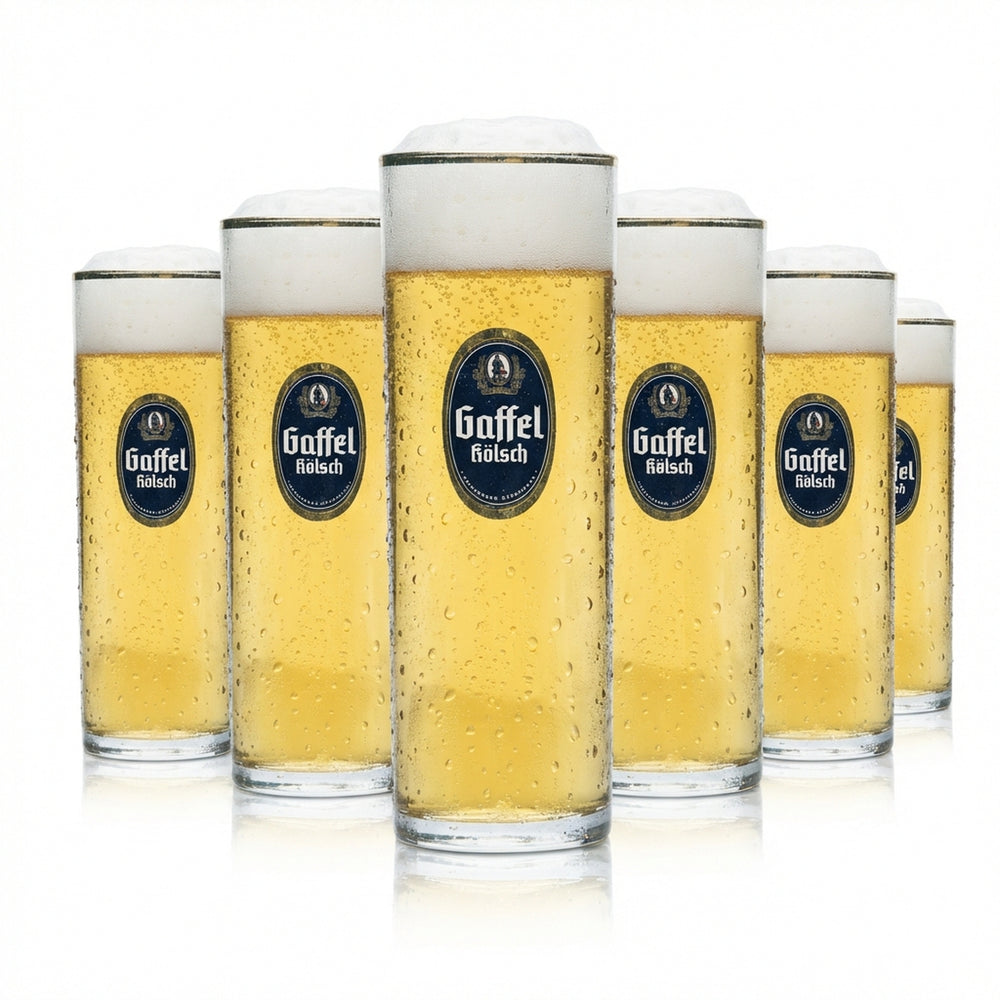 12x Gaffel Bier Glas Biergläser Kölschgläser 0,25l Kölsch-Stange Goldrand