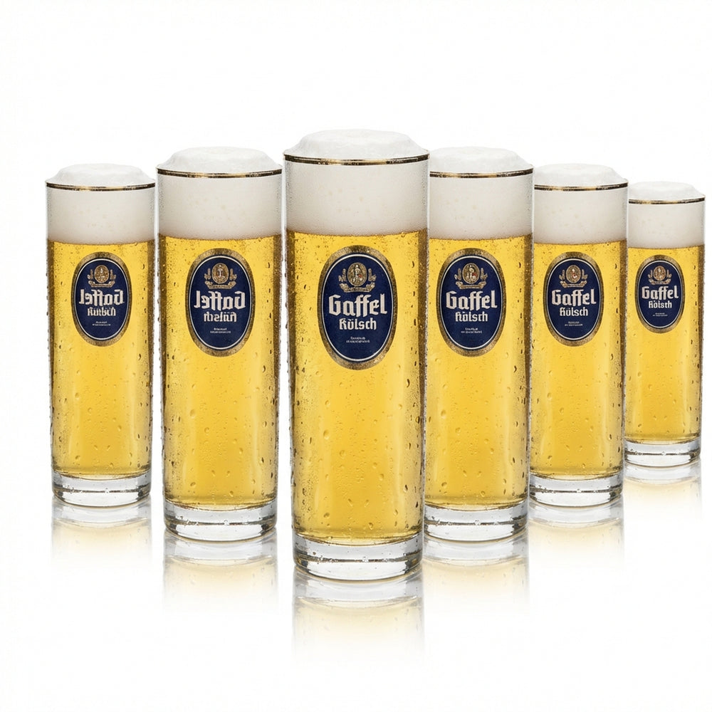 12x Gaffel Kölsch Bier Glas 0,2l mit Goldrand Rastal