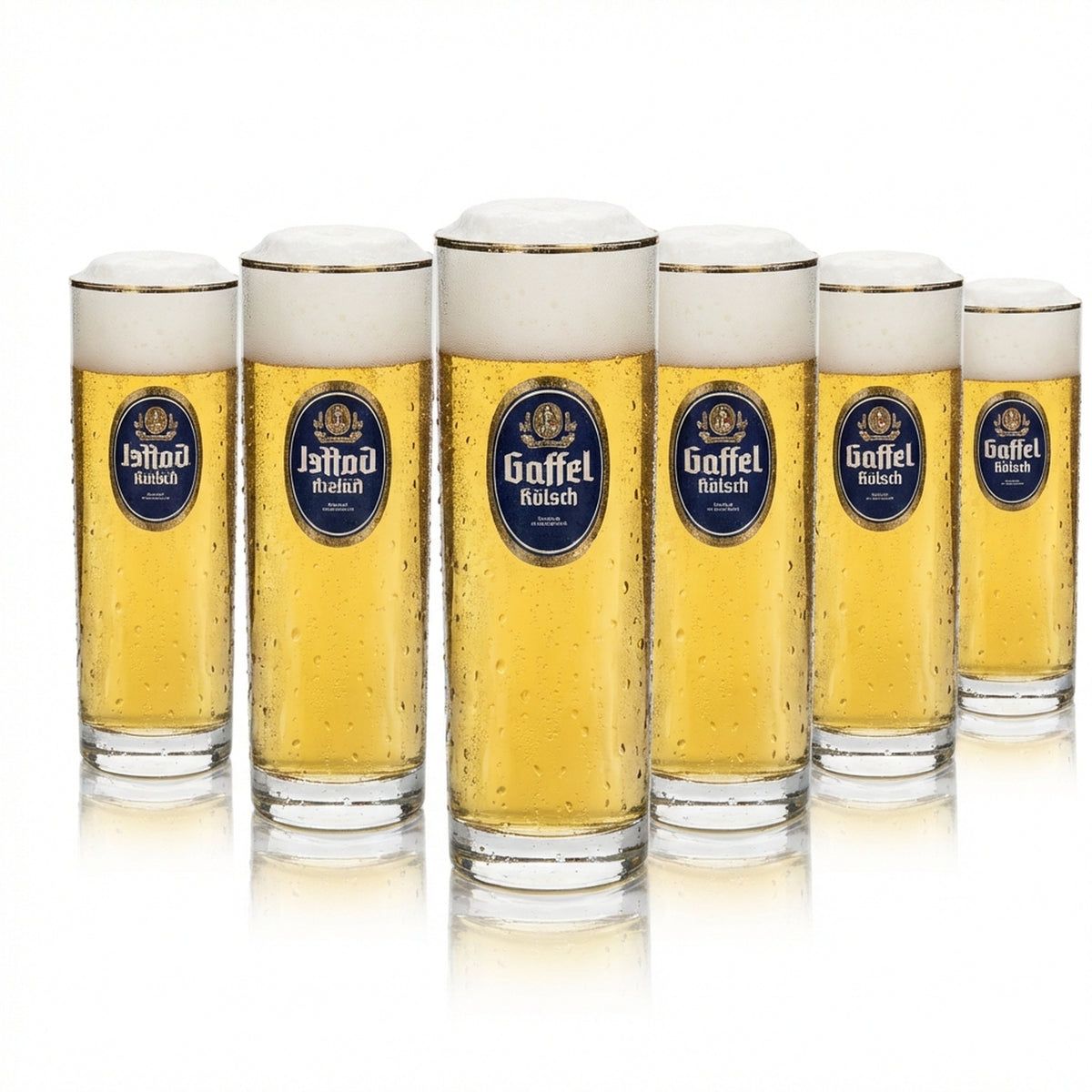 12x Gaffel Kölsch Bier Glas 0,2l mit Goldrand Rastal