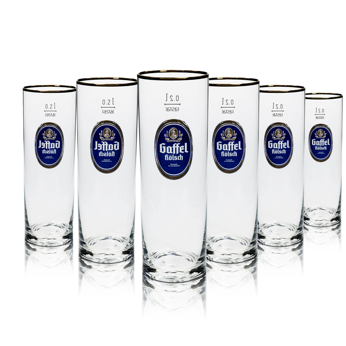 12x Gaffel Kölsch Bier Glas 0,2l mit Goldrand Rastal – Ansicht 4