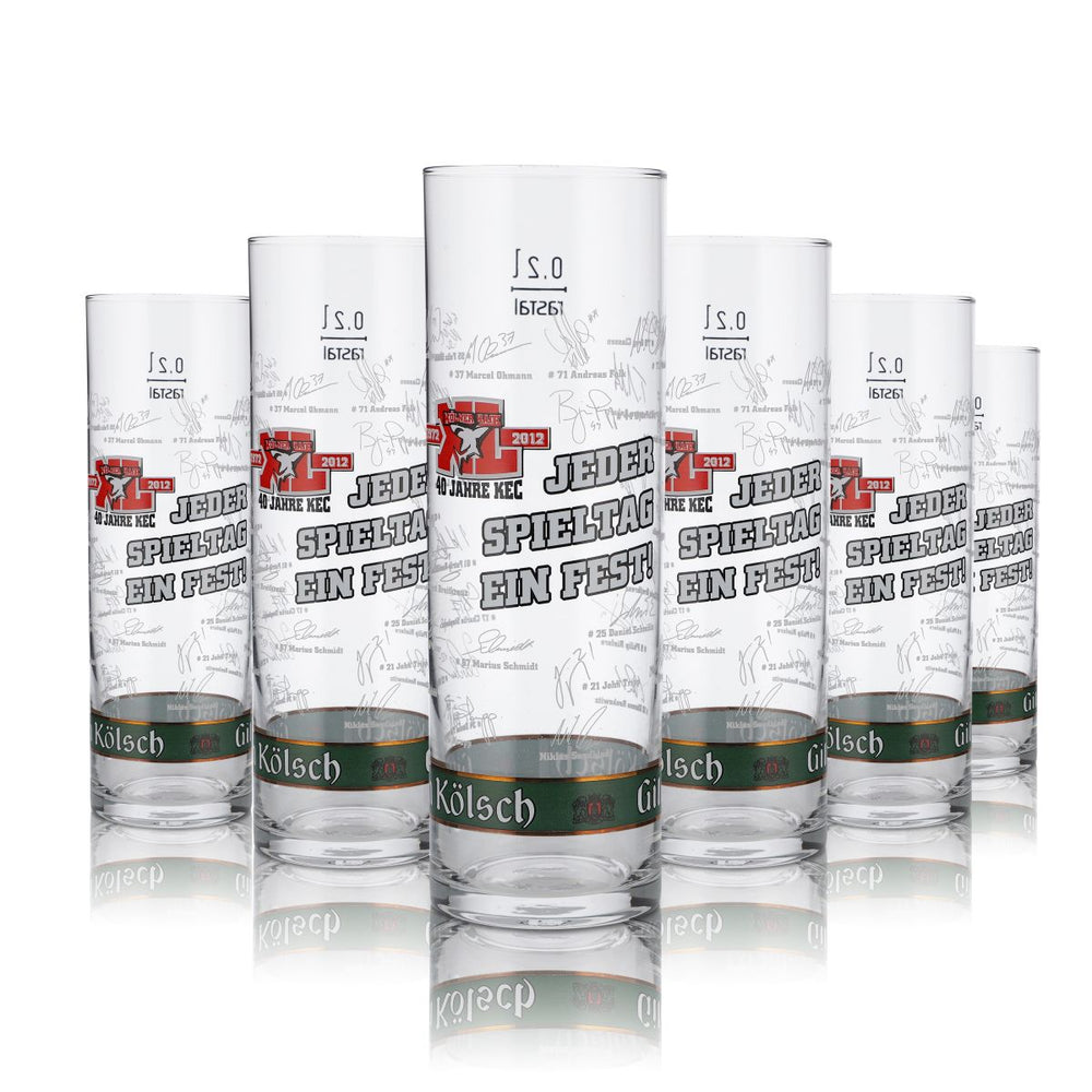12x Gilden Glas 0,2l Kölsch Stange 40 Jahre Kölner Haie Eishockey Sonderedition