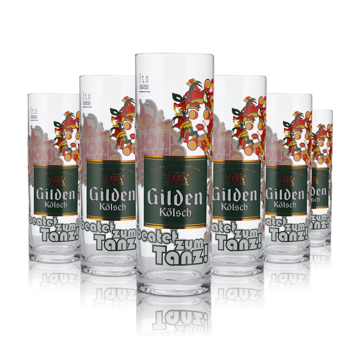 12x Gilden Glas 0,2l Kölschglas Stange Beatet zum Tanz Sonderedition Gläser Set