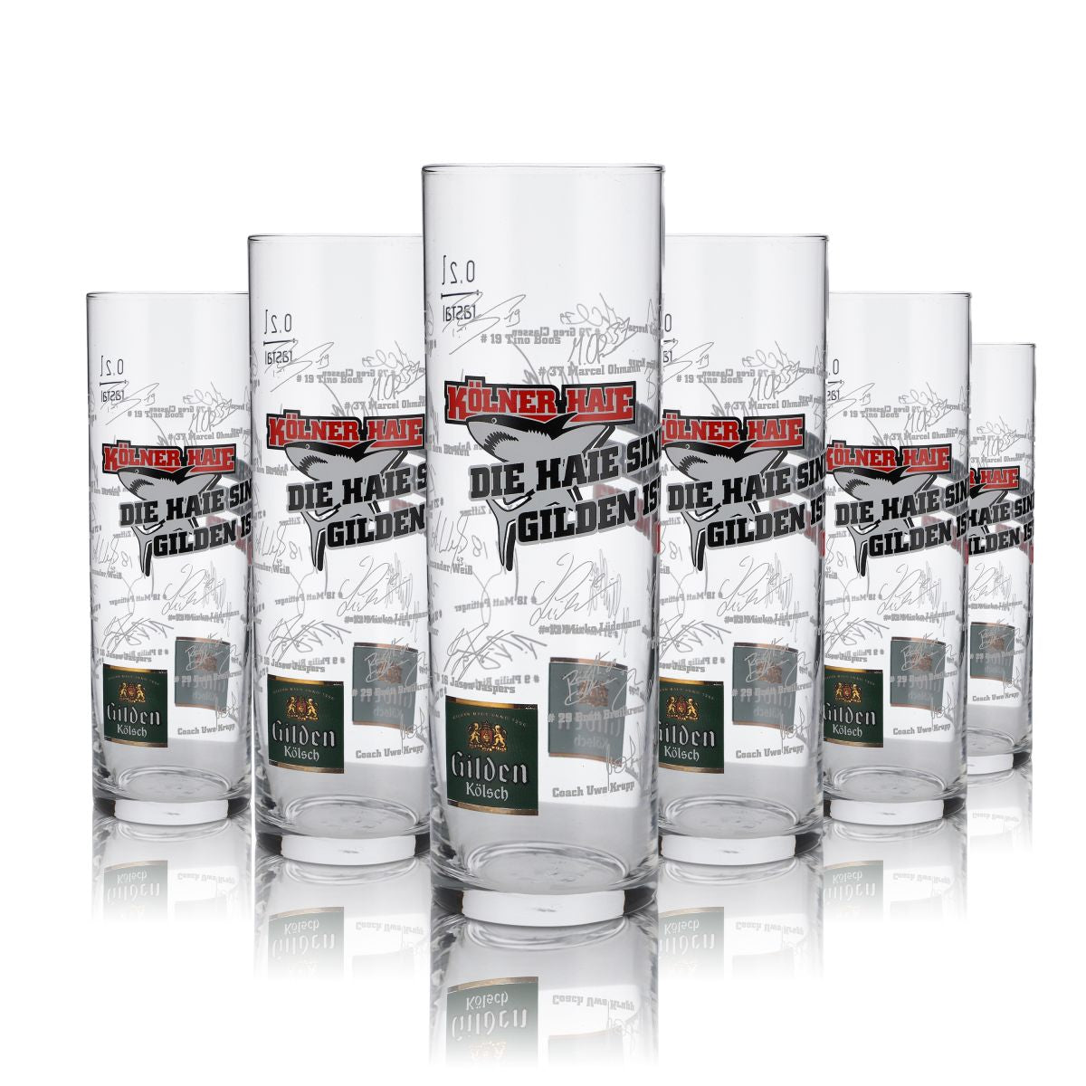 12x Gilden Kölsch Glas 0,2l Kölschglas Kölner Haie Kölschstange Sonderedition