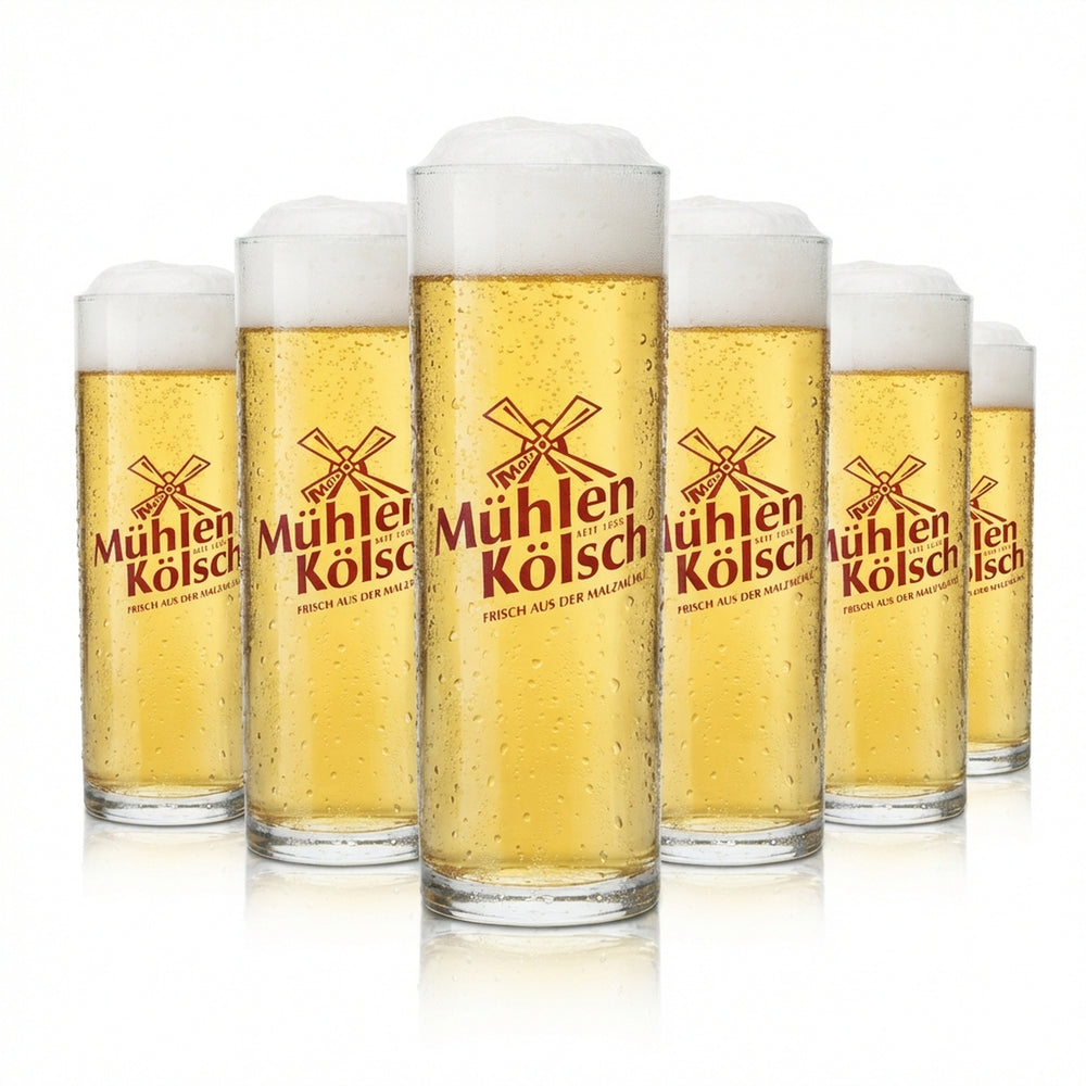 12x Mühlen Kölsch Bier Glas 0,2l Becher Stange Gläser Köln Malzmühle Beer Bar