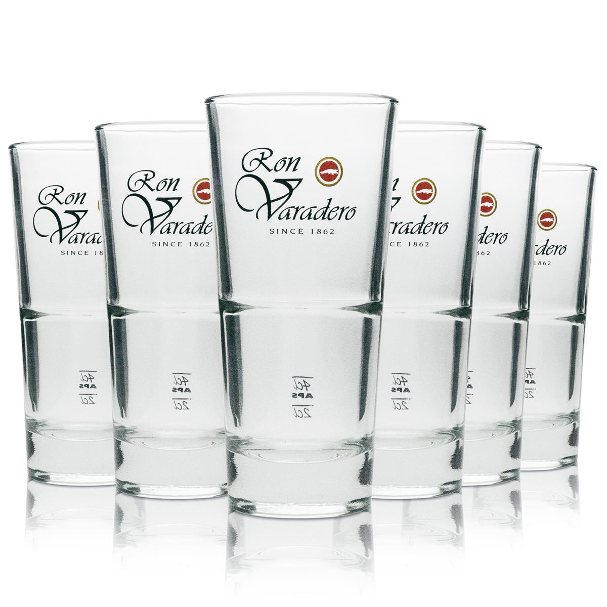 12x Ron Varadero Rum Glas Longdrink schwarze Schrift 350ml