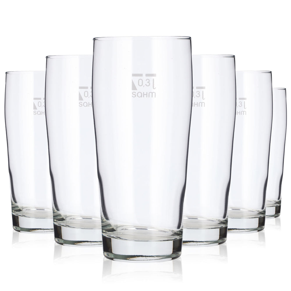 12x Sahm Glas 0,3l Becher Willi Bierglas Willibecher Bierkrug Seidel (12er Set)