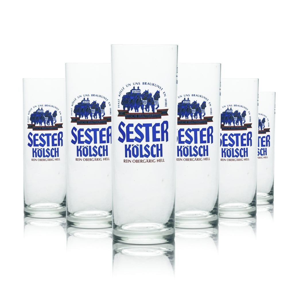 12x Sester Kölsch Bier Glas 0,2l Stange Helles Gläser Brauerei Gastro Eiche Alt