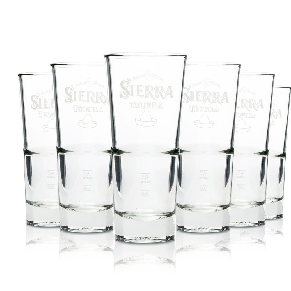 12x Sierra Tequila Glas Longdrink stapelbar 296 ml weiße Schrift