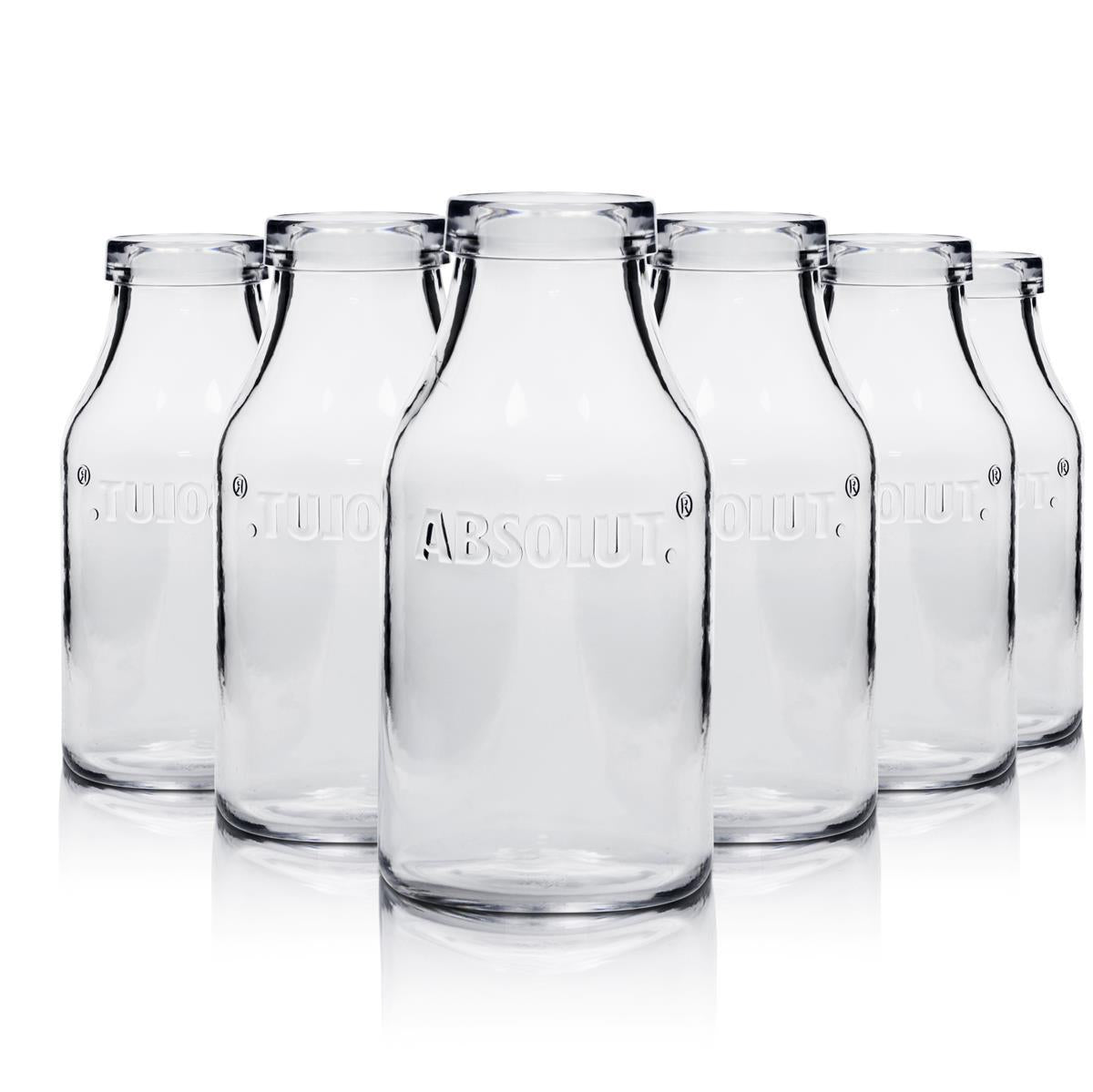 6x Absolut Vodka Glas Milchflasch Plastik klein