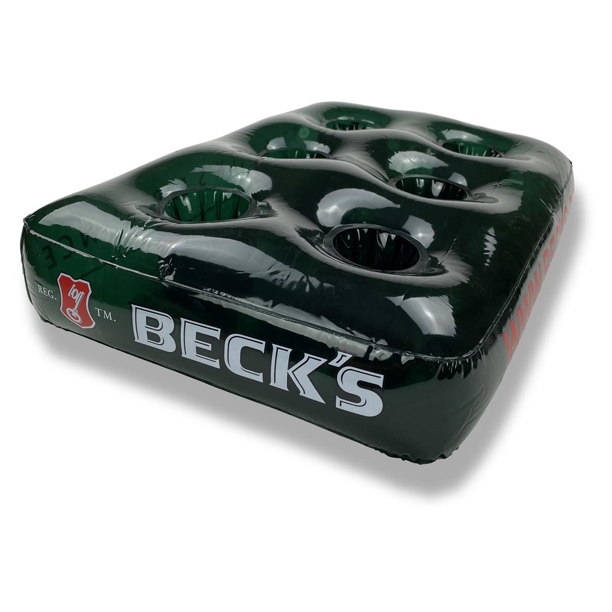 1x Becks Bier Aufblasbare Getränke Halter Pool grün