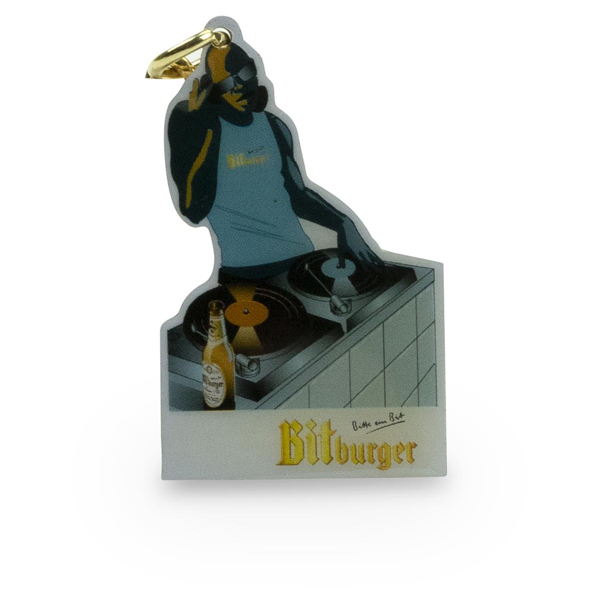 1x Bitburger Bier Schlüsselanhänger gold mit Männerlogo