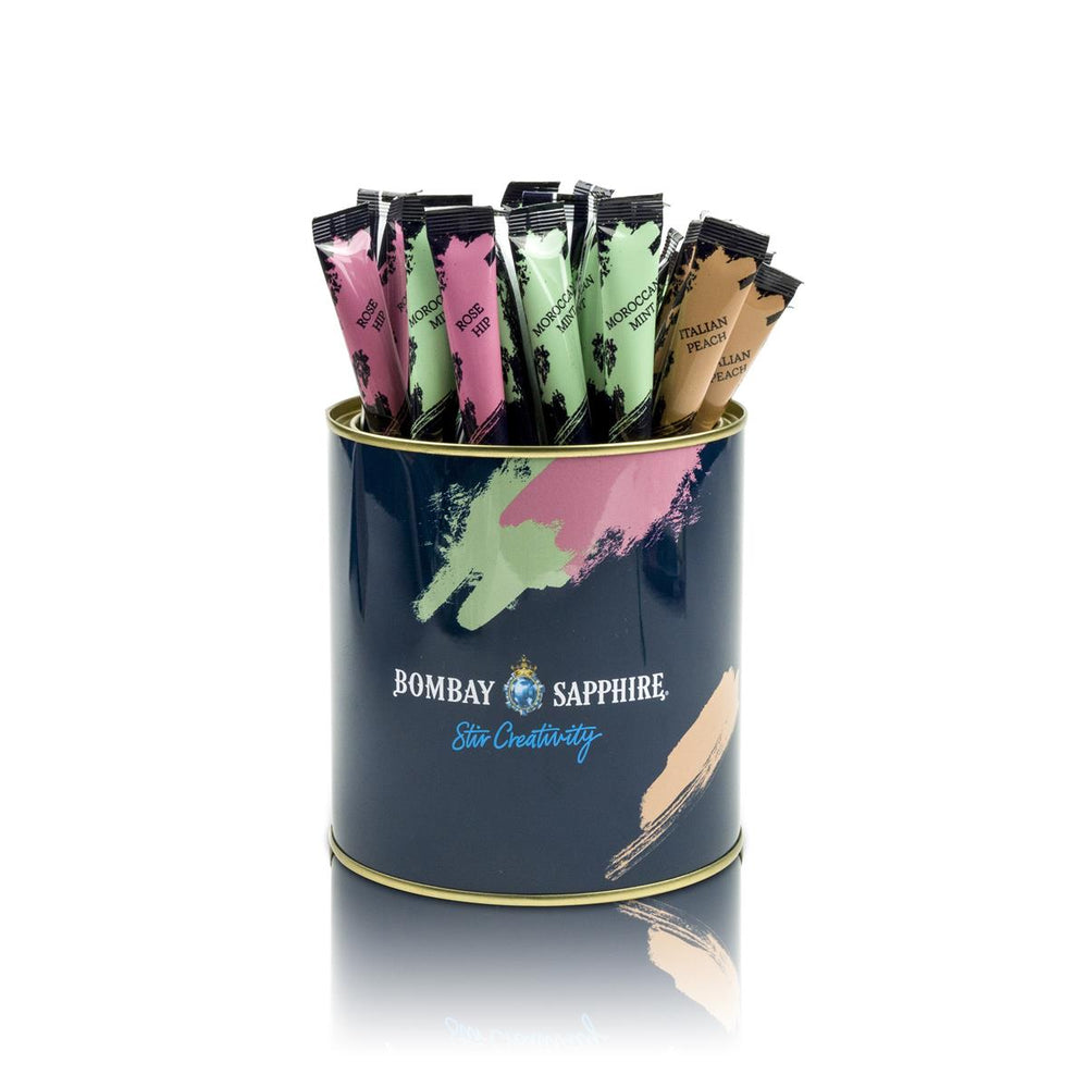 1x Bombay Gin Infusion Paket Dose + Aufsteller + 105 Infusion Stirrer