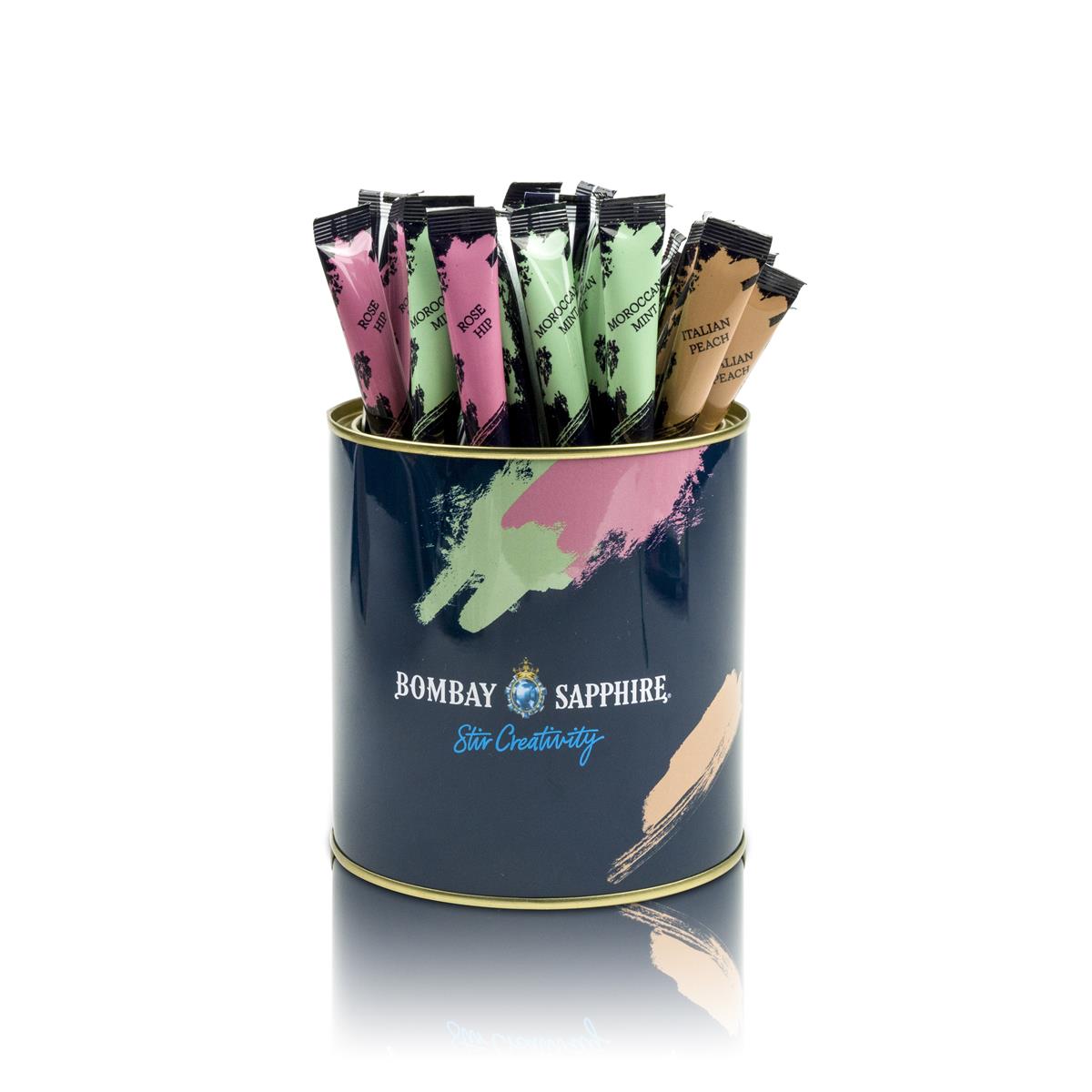 1x Bombay Gin Infusion Paket Dose + Aufsteller + 105 Infusion Stirrer