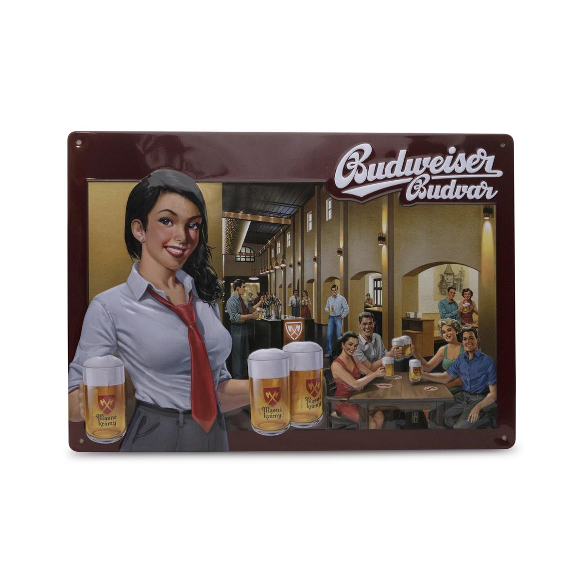 1x Budweiser Bier Blechschild Nr. 8 Wirtshaus 30x21