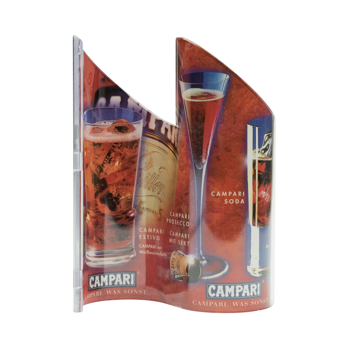 1x Campari Likör Tischaufsteller Display Wellig