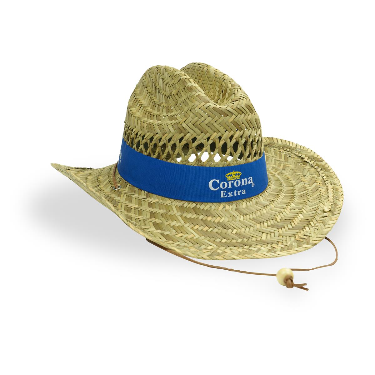 1x Corona Bier Strohhut natur blaues Band