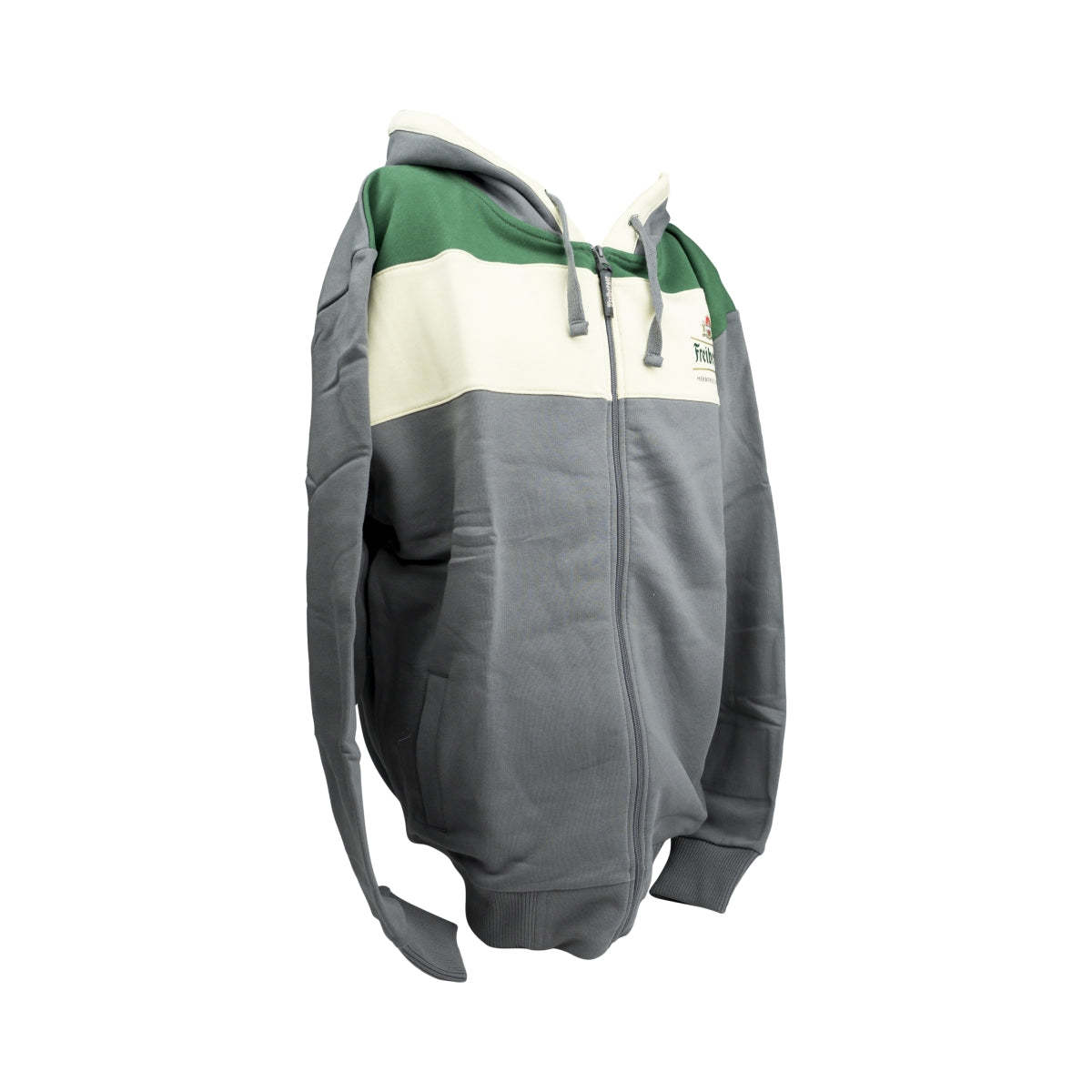 1x Freiberger Bier Hoodie Kapuzen-Sweatjacke grau/grün/beige Gr. XXL – Ansicht 2