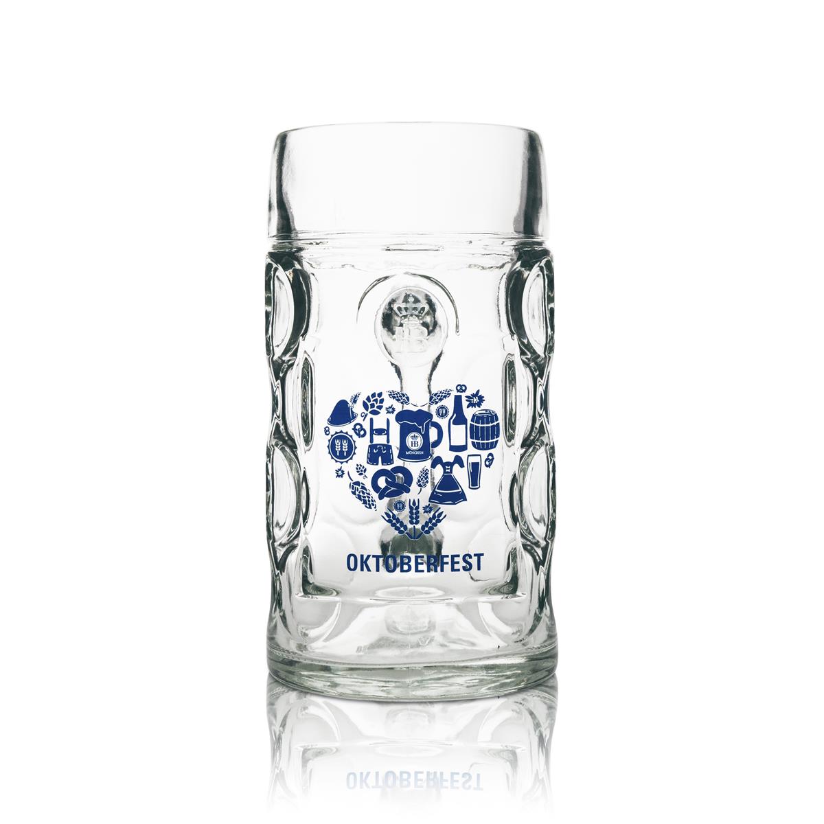 1x Hofbräu München Bier Glas 1l Maßkrug Oktoberfest Version