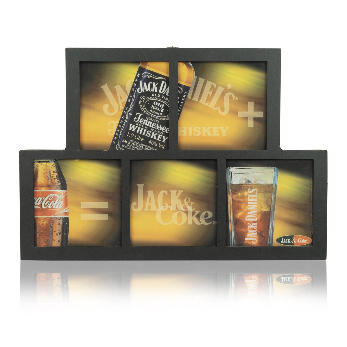1x Jack Daniels Whiskey Leuchtreklame Jack and Coke alt mit Holzrahmen