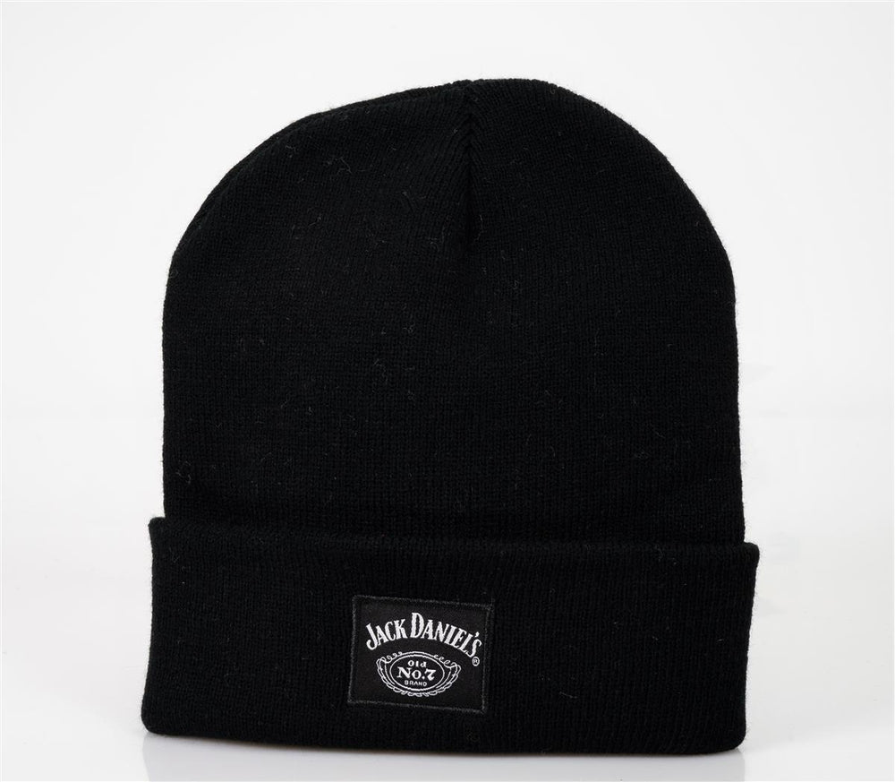1x Jack Daniels Whiskey Mütze Schwarz Beanie umklappbar