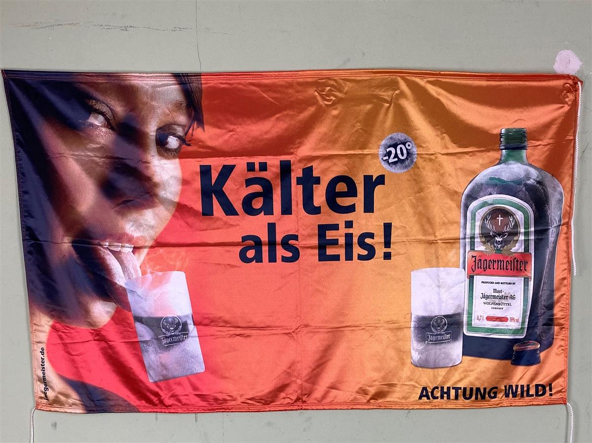 1x Jägermeister Likör Fahne Kälter als Eis 150 x 90 cm