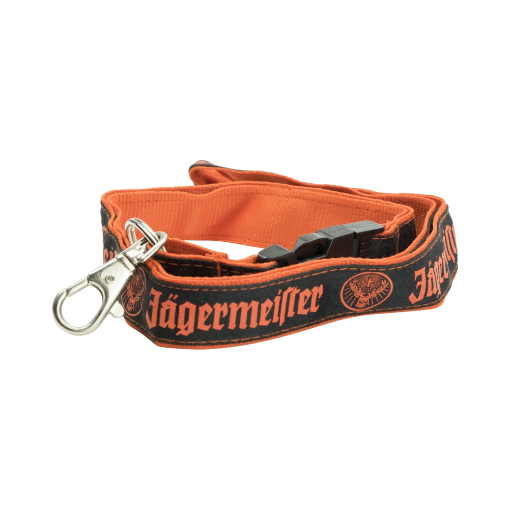 1x Jägermeister Likör Schlüsselband Orange/schwarz altes Logo 52cm