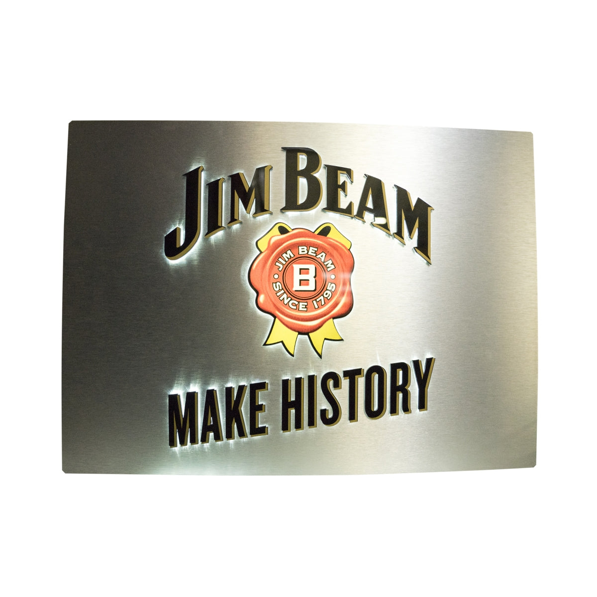 1x Jim Beam Whiskey Leuchtreklame Plexiglas auf Aluminiumplatte mit Wandhalterung – Ansicht 5