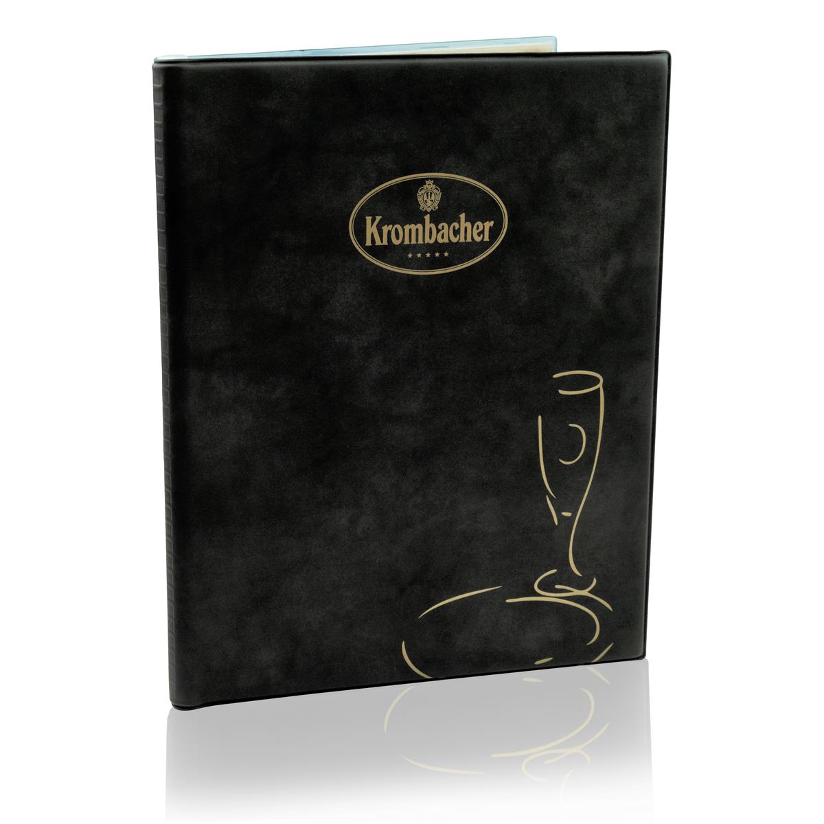 1x Krombacher Bier Menukarte Leder Einbund DIN A5