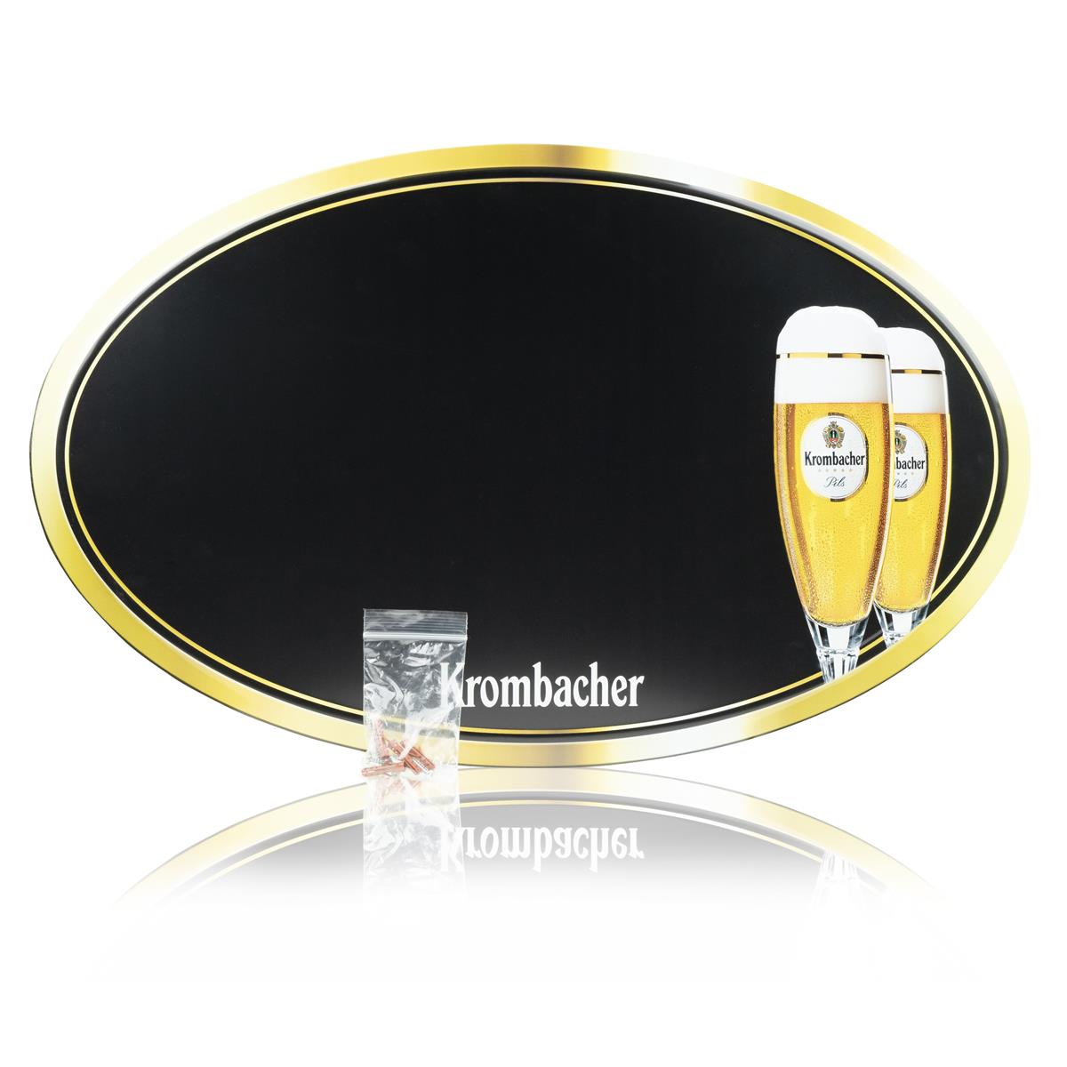 1x Krombacher Bier Tafel Blech dünn rund 70x44 – Ansicht 2