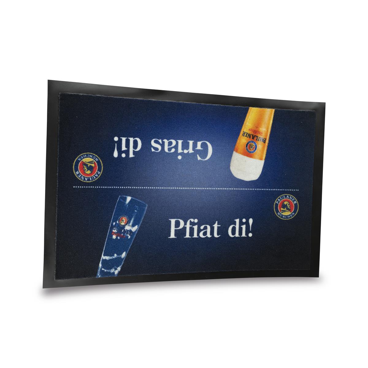 1x Paulaner Bier Fußabstreifer Pfiat di, Grias di 80x50