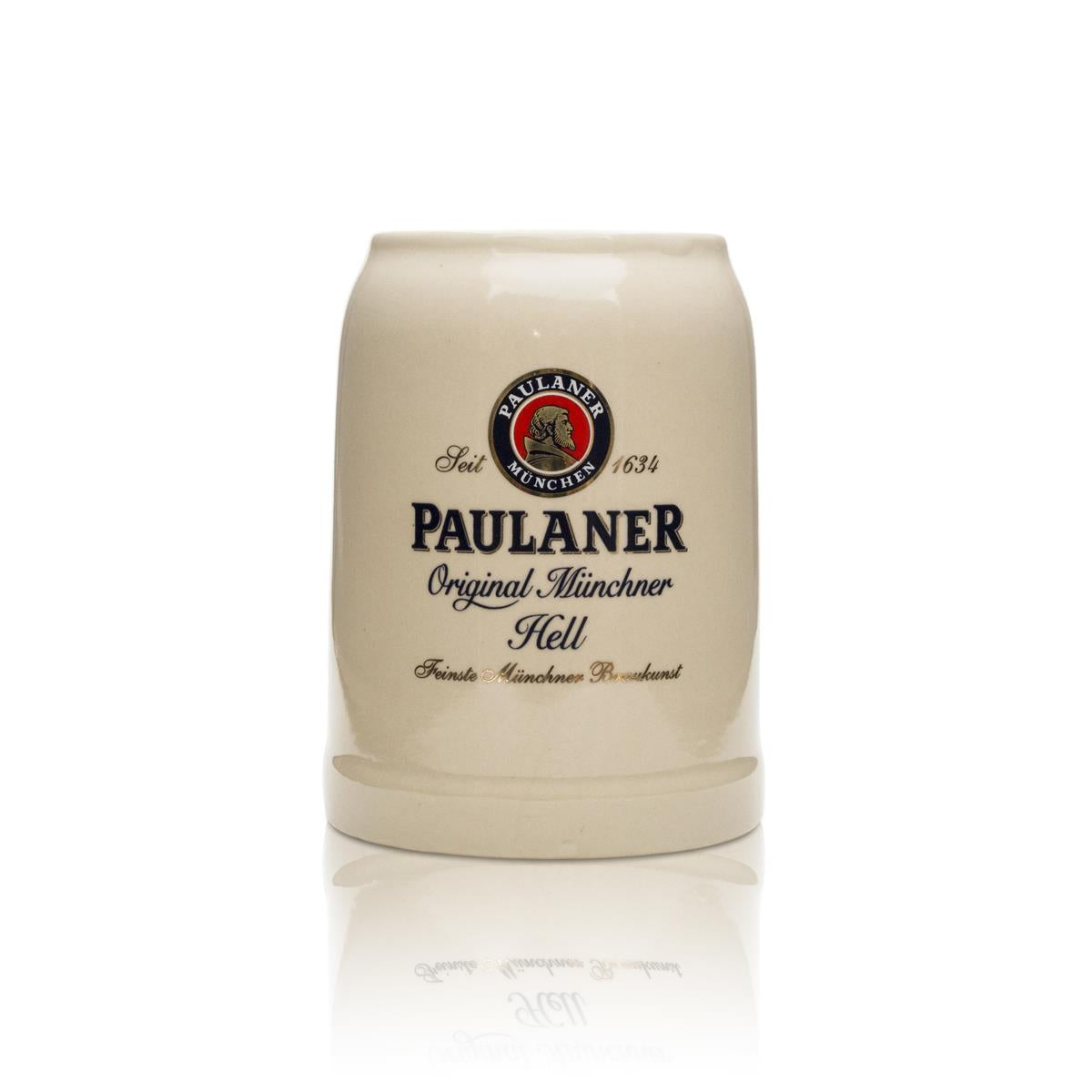 1x Paulaner Bier Krug Ton 0,5l mit Karabiner bunt – Ansicht 2