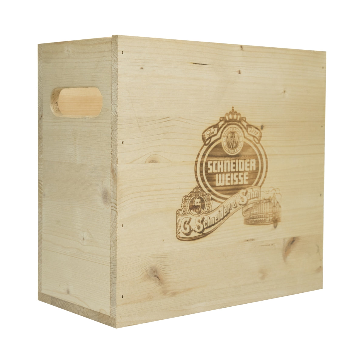 1x Schneider Weisse Bier Holzkiste Logo einbrannt