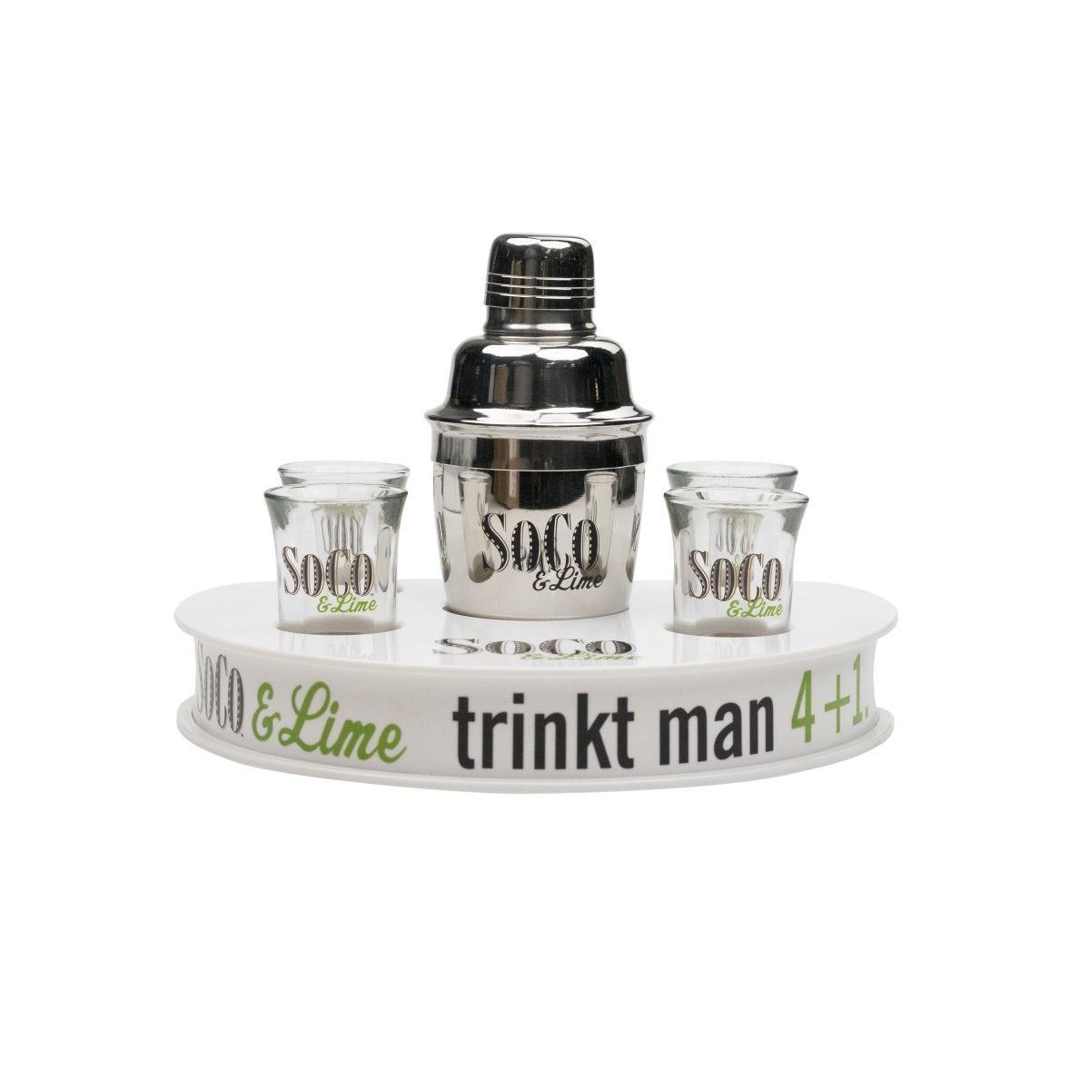 1x Soco Lime Whiskey Shotset 12 Shotgläser, 1 Shaker und 1 Tablett – Ansicht 2