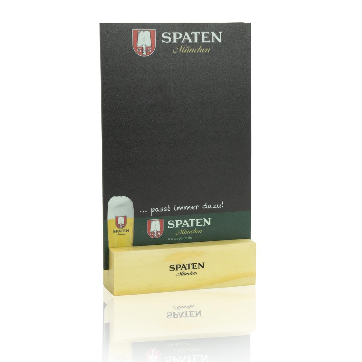 1x Spaten Bier Tischaufsteller klein Kreidetafel
