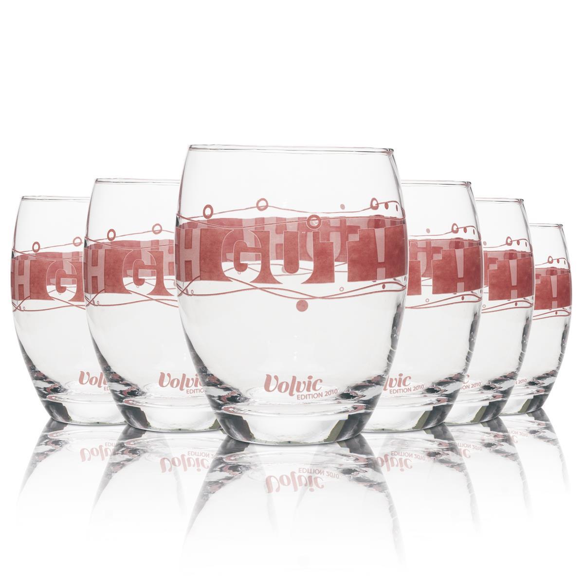 6x Volvic Wasser Glas Edition 2010 Tumbler rosa