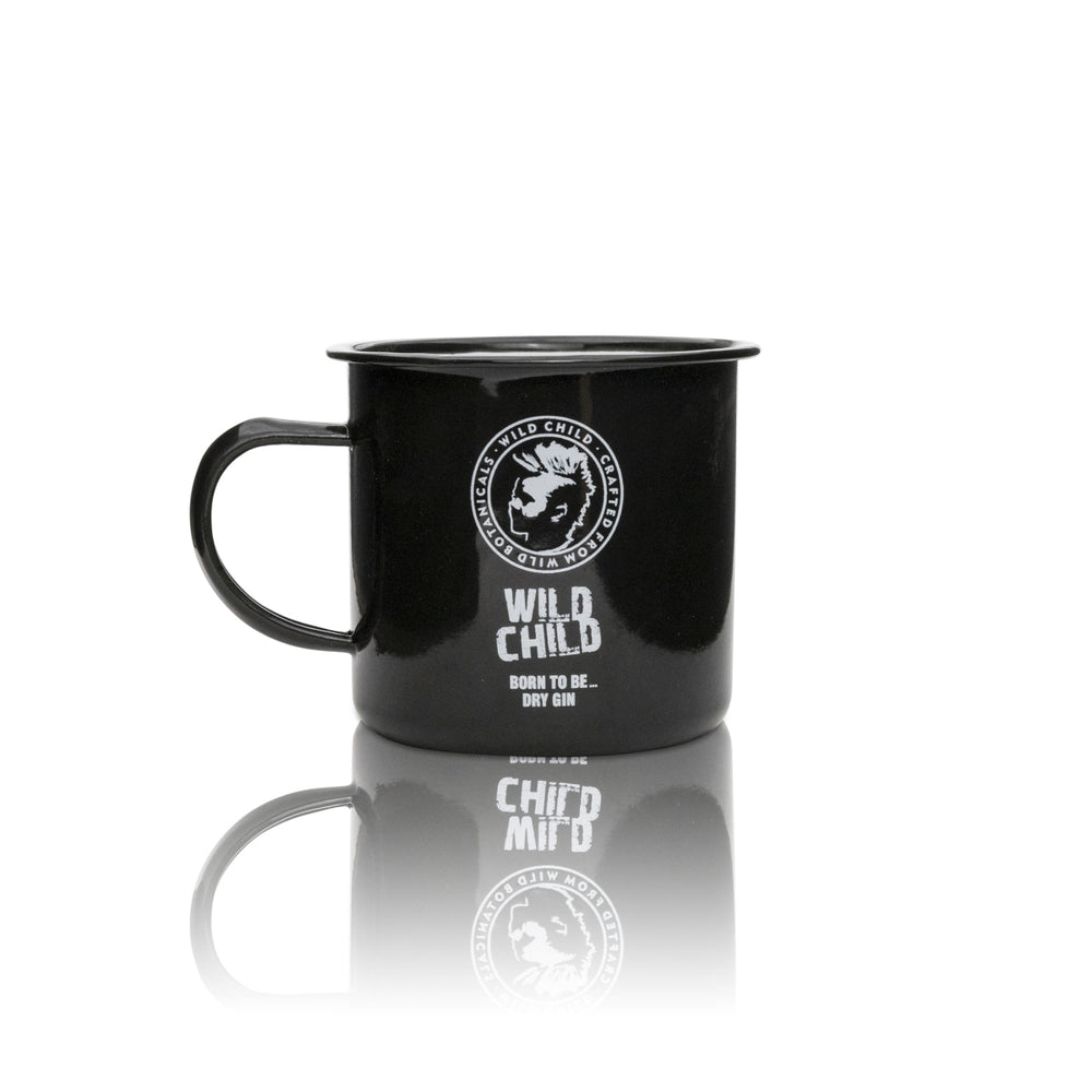 1x Wild Child Gin Tasse Emaille Metall schwarz