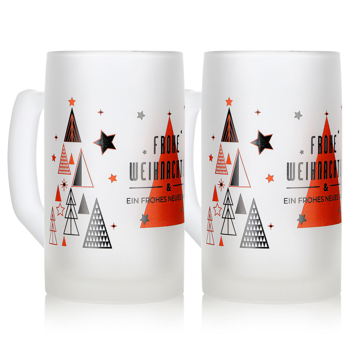 2 Mohaba Glühweinbecher Ludwigsseidel aus Glas satiniert Frohe Weihnachten 0,2l geeicht