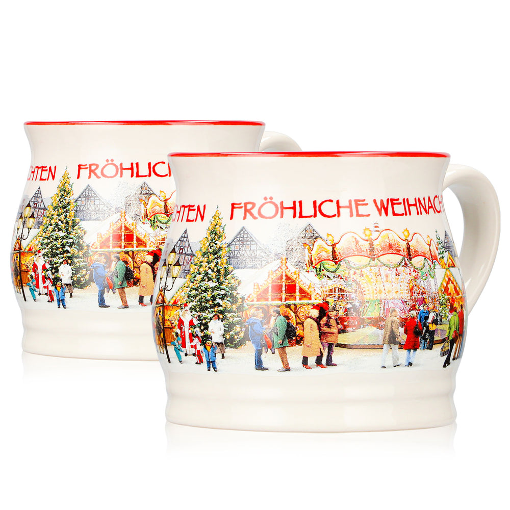 2 Mohaba Glühweinbecher Punschtöpfchen Fröhliche Weihnachten chamonix 0,2l geeicht