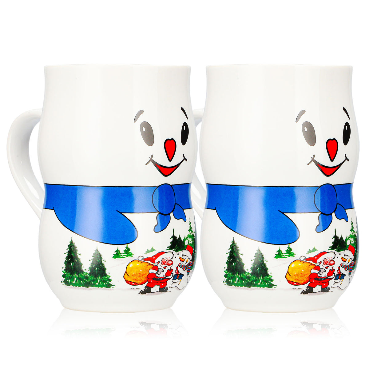 2 Mohaba Glühweinbecher Schneemann-Tasse Iceman Weihnachtsmann weiß 0,2l geeicht