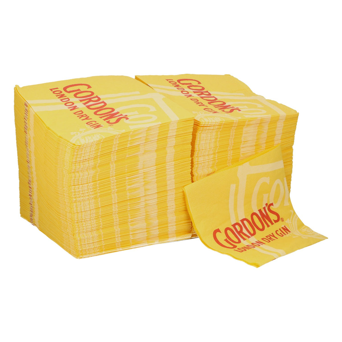 250x Gordons Gin Servietten Gelb klein Cocktail Servietten Barzubehör