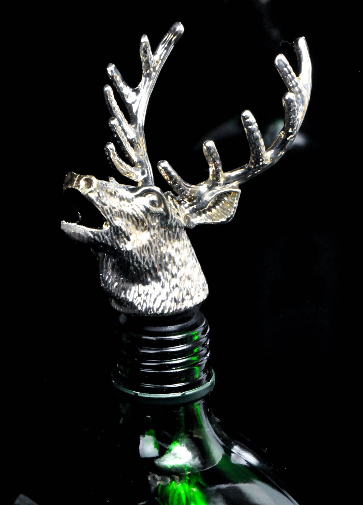 Jägermeister Ausgießer Dosierer Hirschkopf Aufsatz Metall Silber Pourer Silver – Ansicht 2