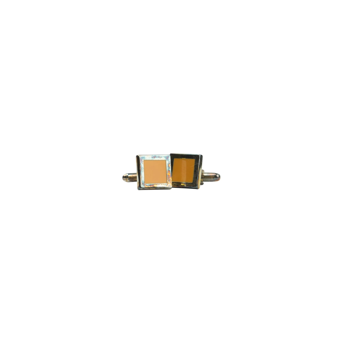 2x Veuve Clicquot Champagner Manschettenknöpfe Quadratisch orange Silber Metall