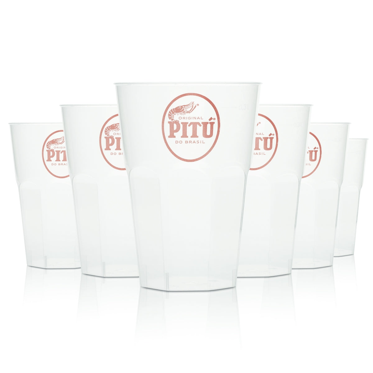 30x Pitu Cachaca Kunststoff Becher Glas 0,3l Mehrweg Gläser Gastro Party Kneipe
