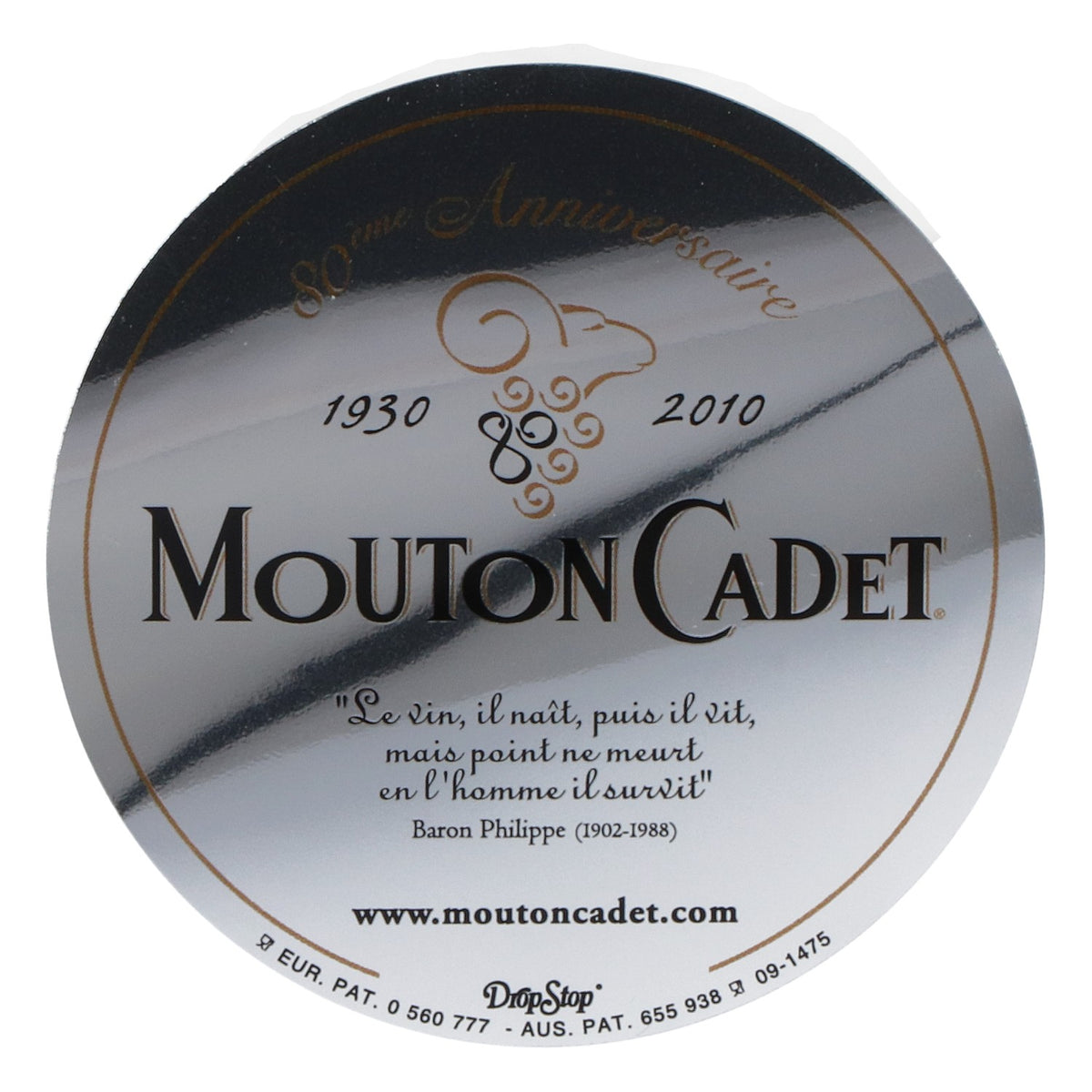 3x Mouton Cadet Wein Untersetzer Glasuntersetzer Set silber 3er Set – Ansicht 2