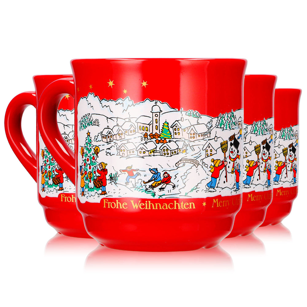 4 Mohaba Glühweinbecher Form 8000 Frohe Weihnachten Winter feuerrot 0,2l geeicht