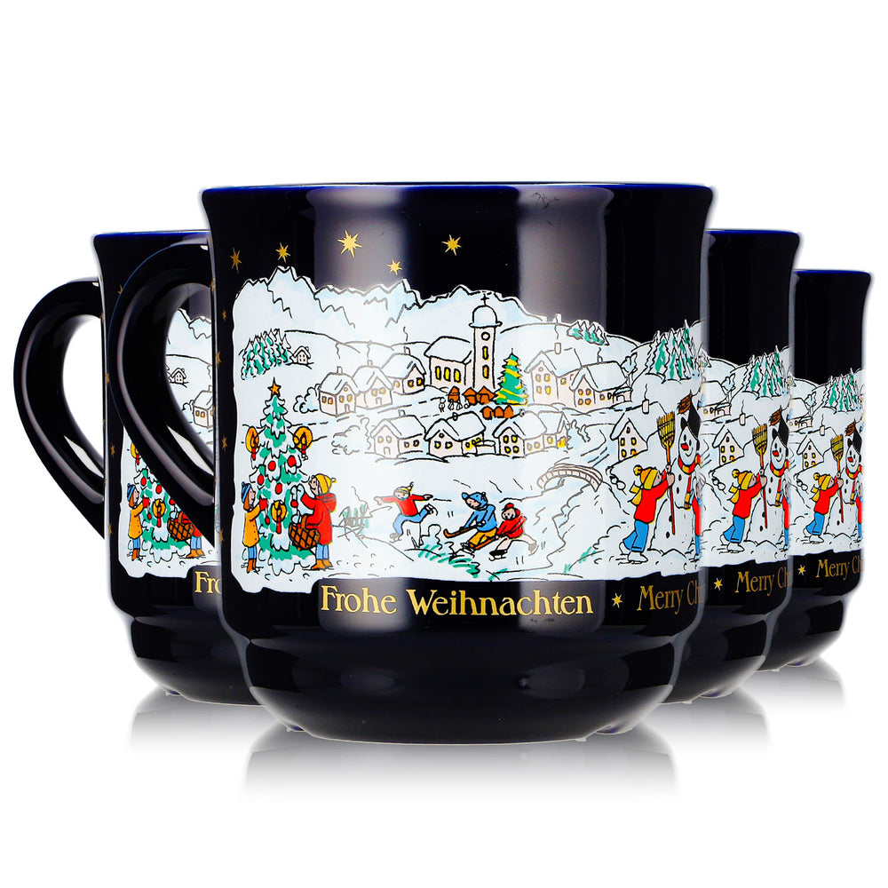 4 Mohaba Glühweinbecher Form 8000 Frohe Weihnachten Winter kobaltblau 0,2l geeicht